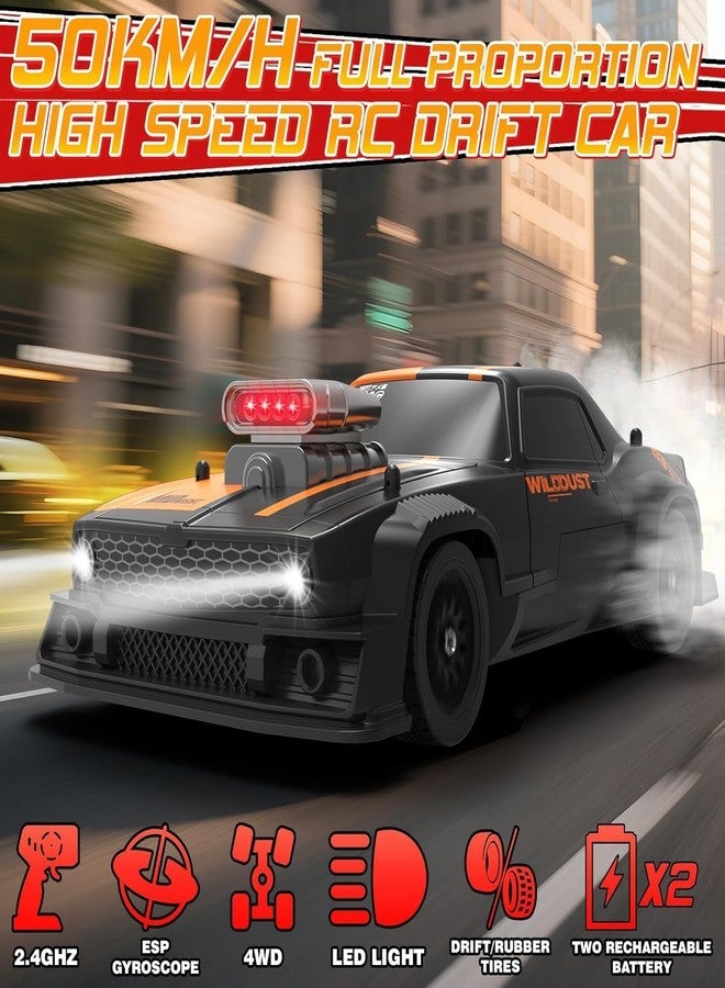 JOYJAY 1:16 RC Drift Car 4WD 2.4GHz Remote Control Cars with Gyro 50km/H High Speed Drifting Car with LED Lights, Drift Tires ESP Full Proportion RC Race Cars Toy for Adults - Image 3